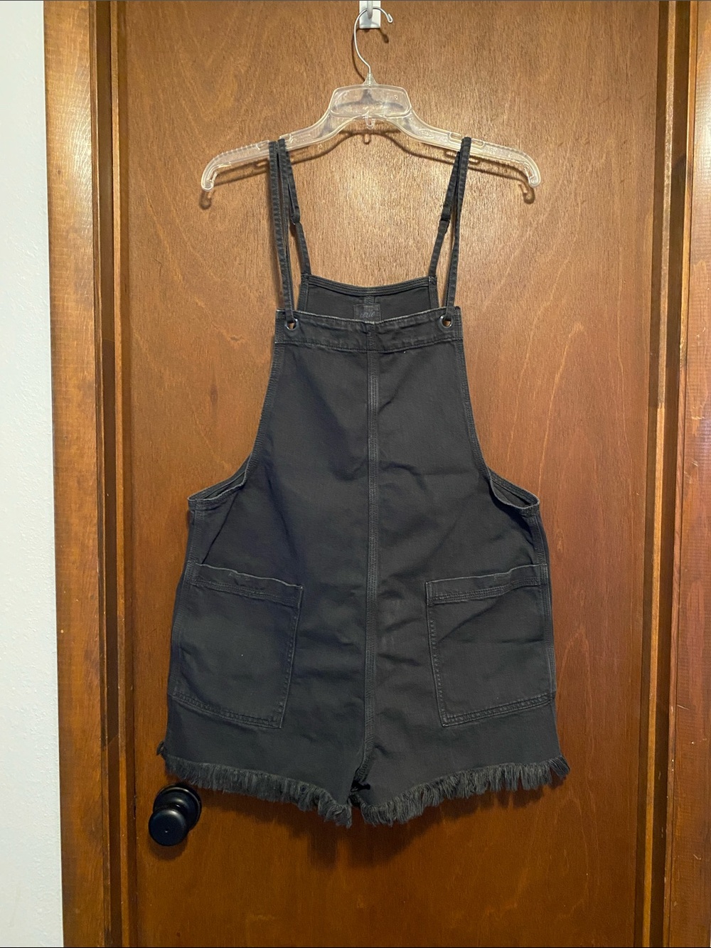 aerie Black overall shorts with Stitch Detail